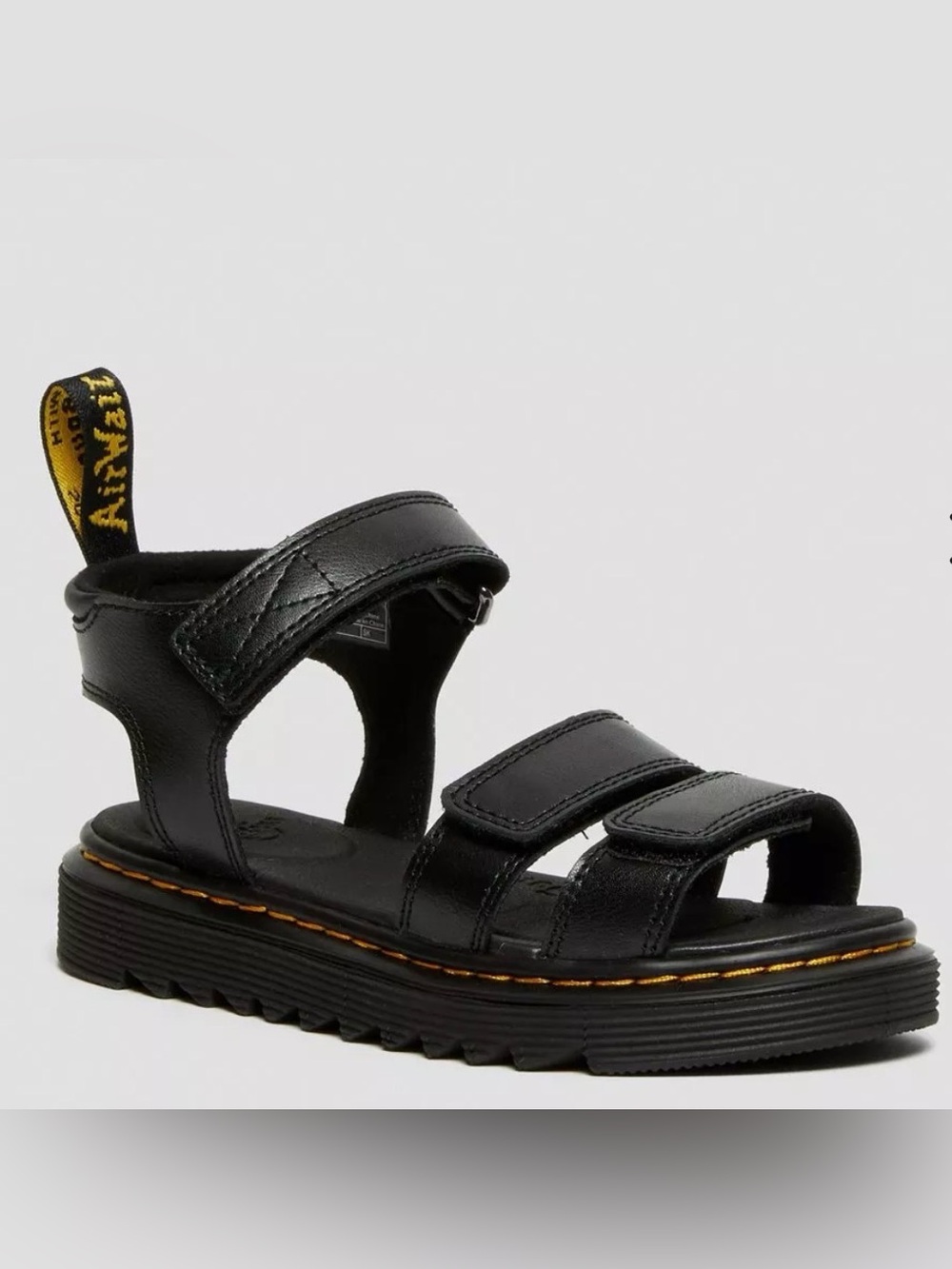 Dr. Martens Jr. Klaire Black Leather Triple-Strap Sandal